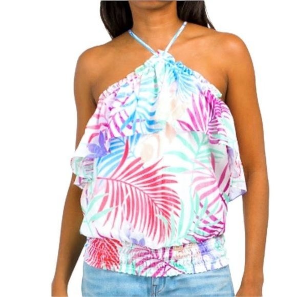 Ramy Brook Tops - Ramy Brook jules tropical leaf printed tank top S